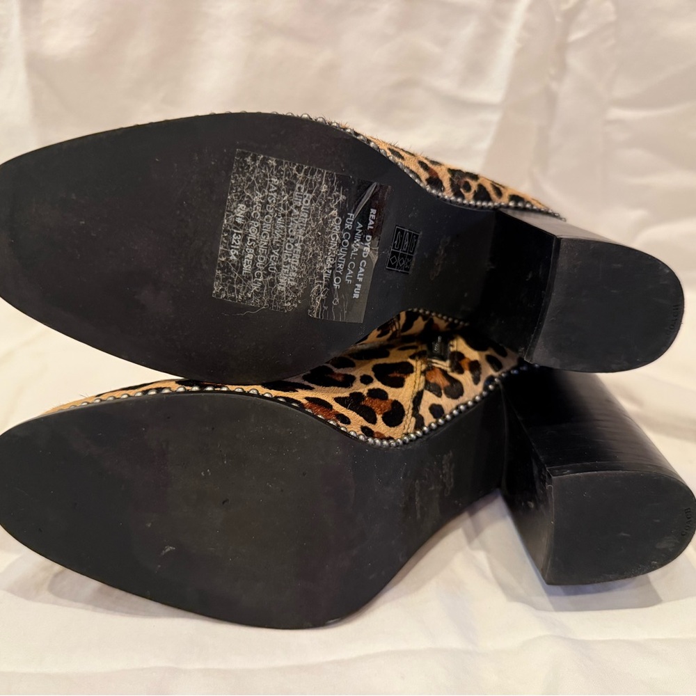 COACH Brown Drea Beadchain Leopard Block Heel Almond Toe Ankle Boots Booties 7 - Picture 4 of 6